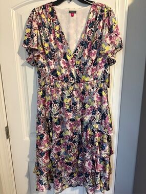7 agosto linen dress 7 Agosto 100% linen with cotton panels ladies' midi dress made in Italy size L